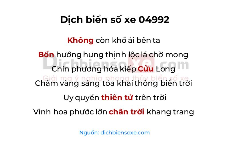 Dịch thơ biển số 04992