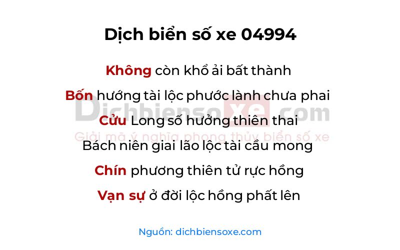 Dịch thơ biển số 04994