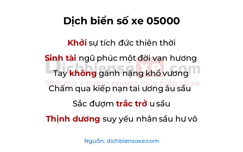 Dịch thơ biển số 05000