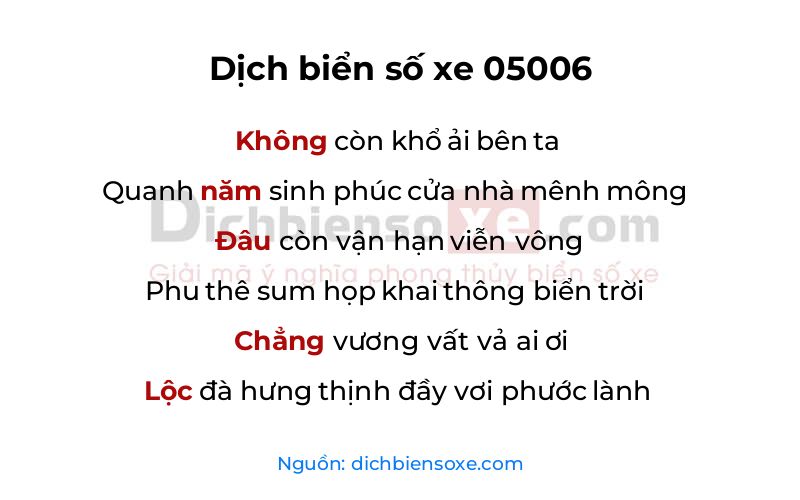 Dịch thơ biển số 05006