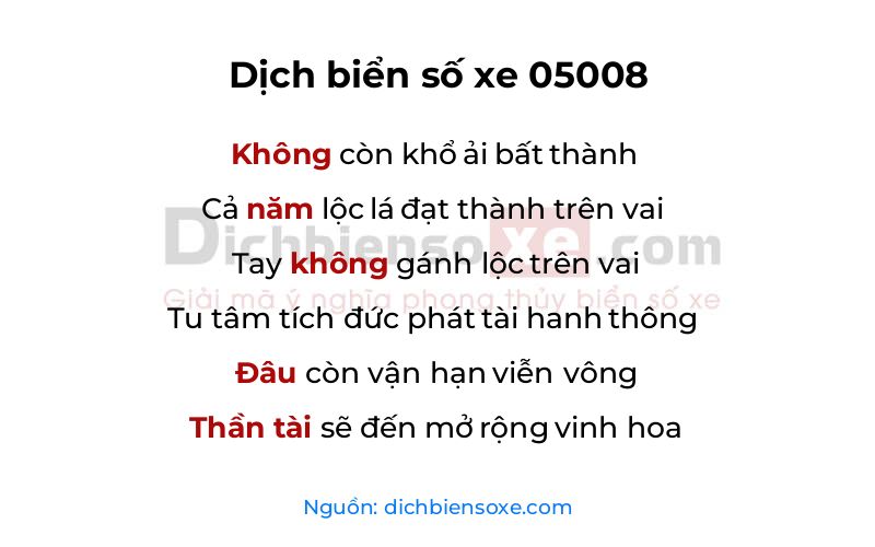 Dịch thơ biển số 05008