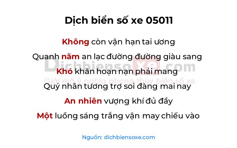 Dịch thơ biển số 05011