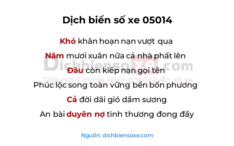 Dịch thơ biển số 05014