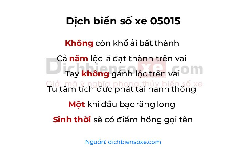 Dịch thơ biển số 05015