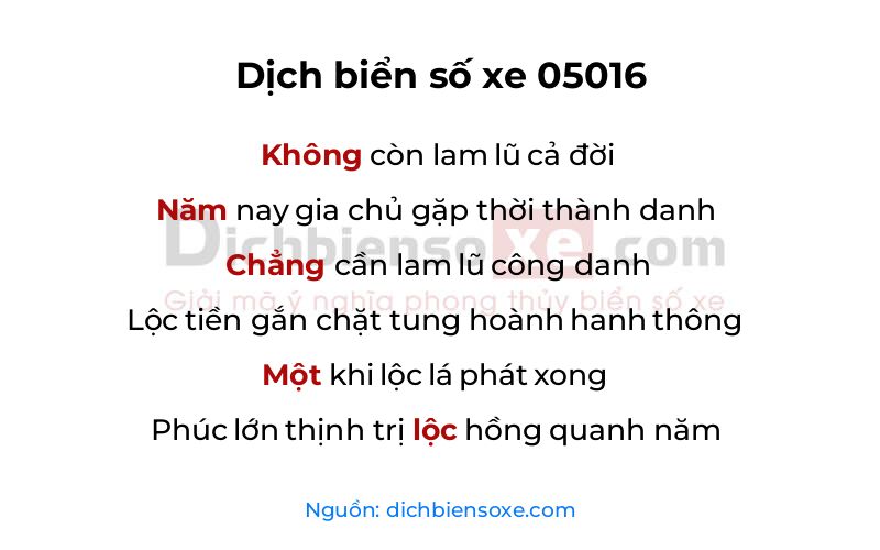 Dịch thơ biển số 05016