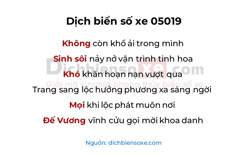 Dịch thơ biển số 05019