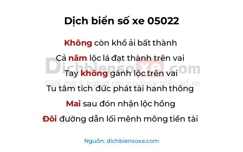 Dịch thơ biển số 05022