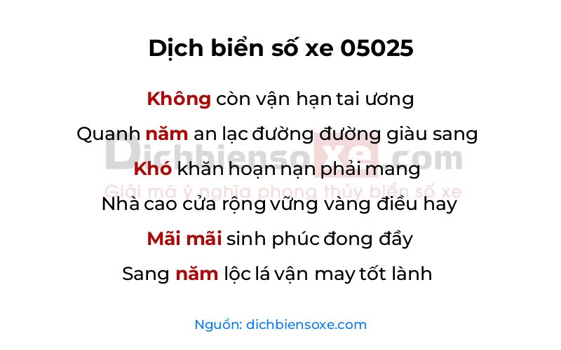 Dịch thơ biển số 05025