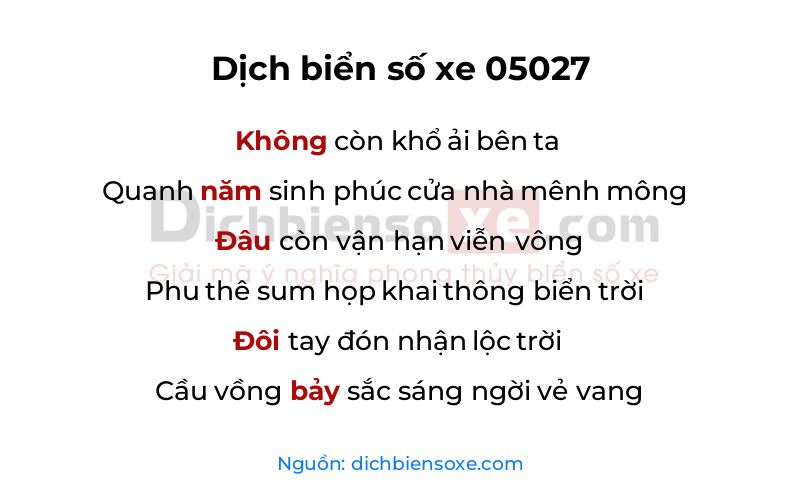 Dịch thơ biển số 05027