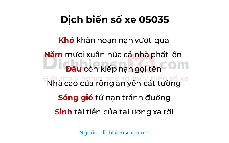 Dịch thơ biển số 05035