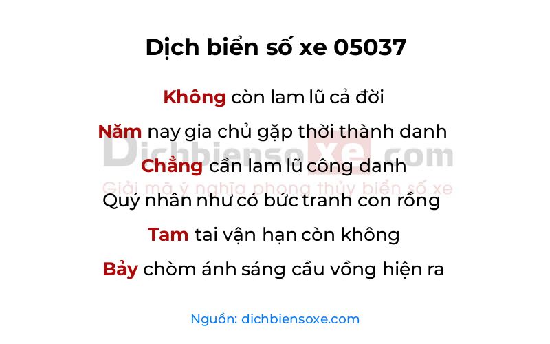 Dịch thơ biển số 05037
