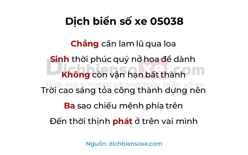 Dịch thơ biển số 05038