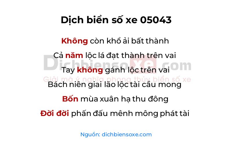 Dịch thơ biển số 05043