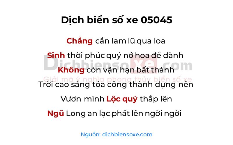 Dịch thơ biển số 05045