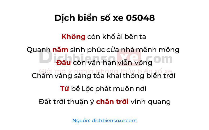 Dịch thơ biển số 05048