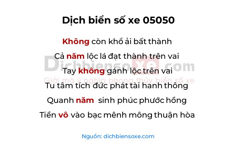 Dịch thơ biển số 05050