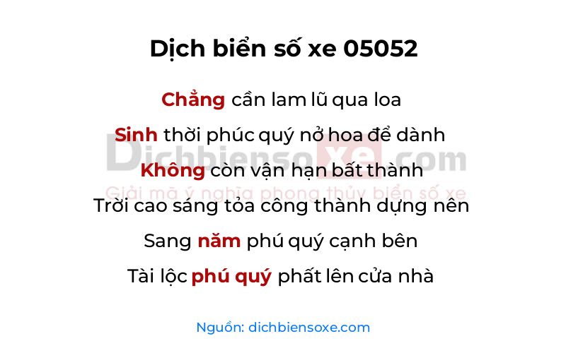 Dịch thơ biển số 05052
