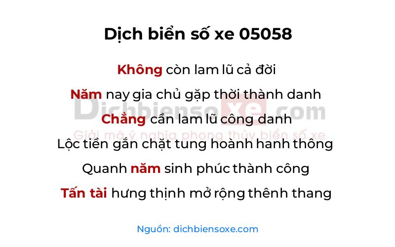 Dịch thơ biển số 05058