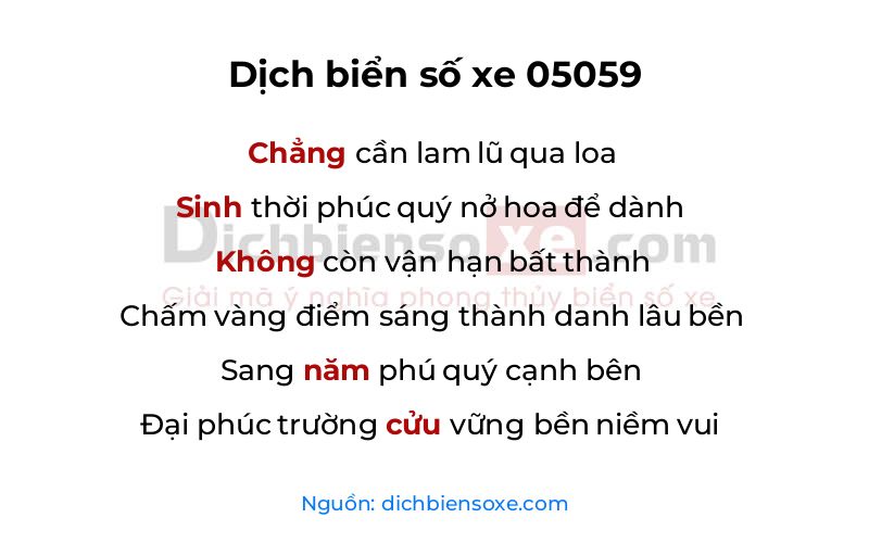 Dịch thơ biển số 05059