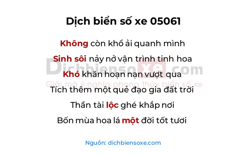 Dịch thơ biển số 05061