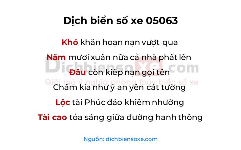 Dịch thơ biển số 05063