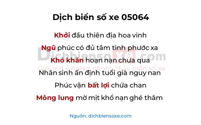 Dịch thơ biển số 05064