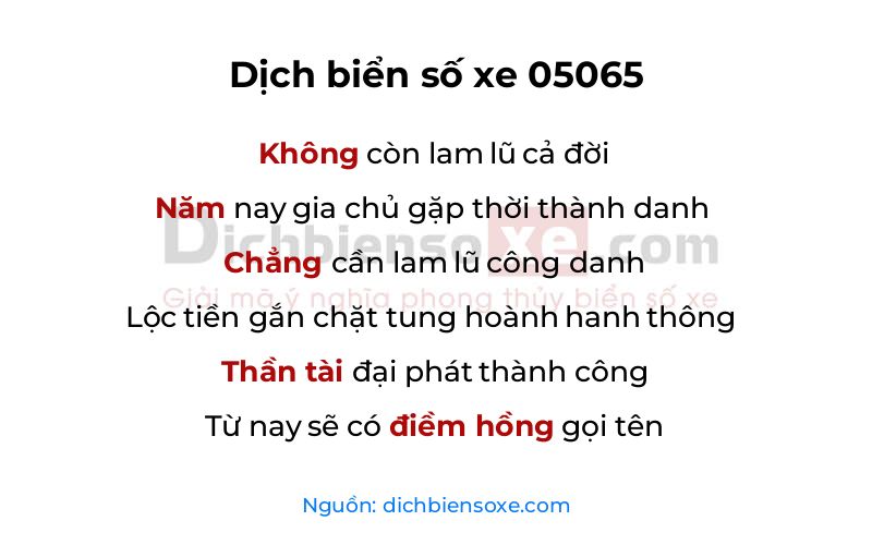 Dịch thơ biển số 05065