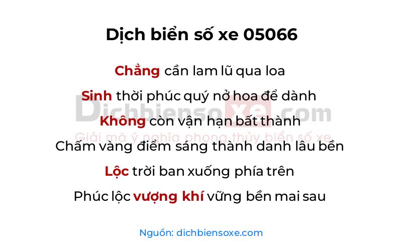 Dịch thơ biển số 05066