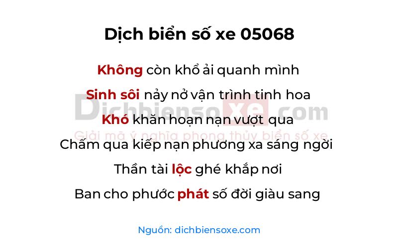 Dịch thơ biển số 05068