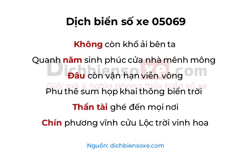 Dịch thơ biển số 05069