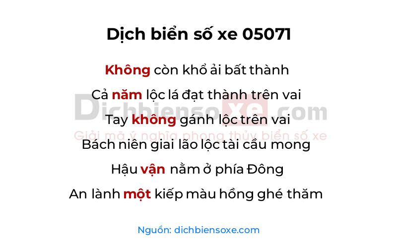 Dịch thơ biển số 05071