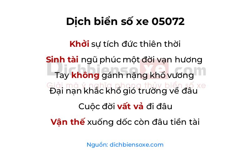 Dịch thơ biển số 05072