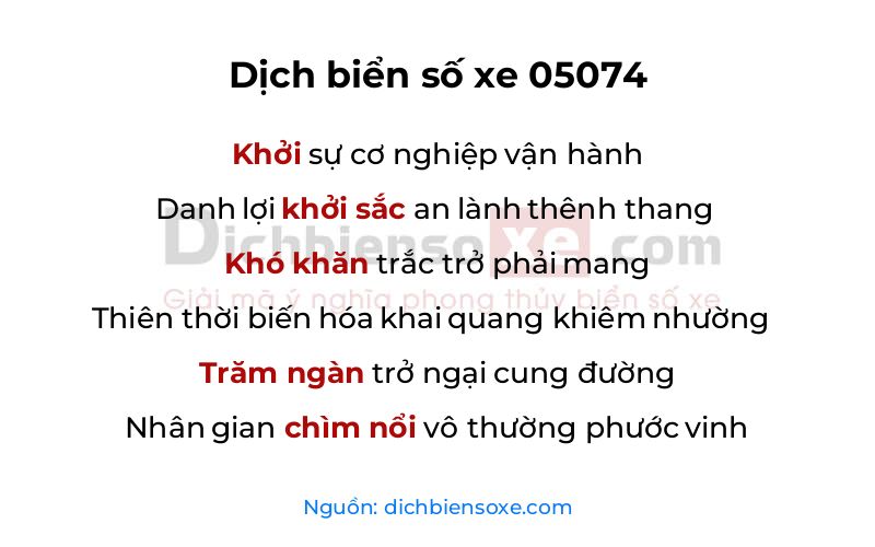 Dịch thơ biển số 05074