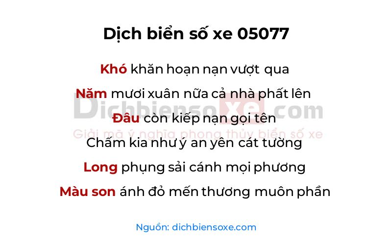 Dịch thơ biển số 05077