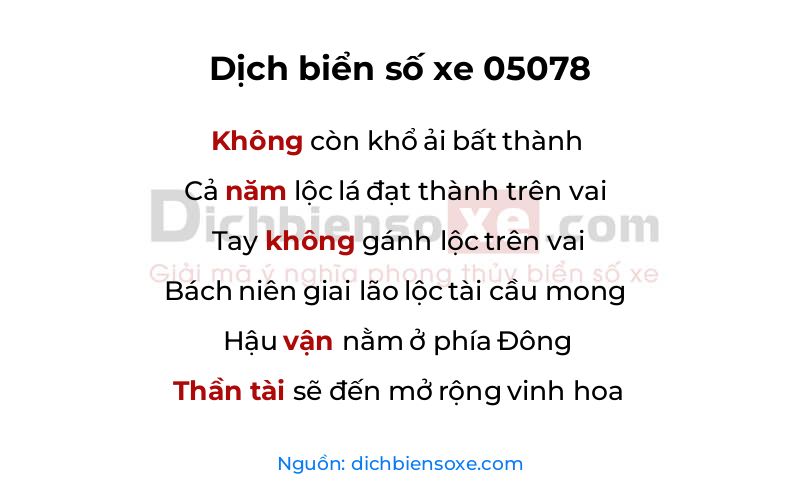 Dịch thơ biển số 05078