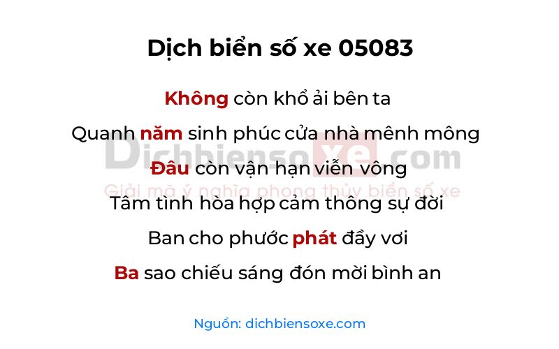 Dịch thơ biển số 05083
