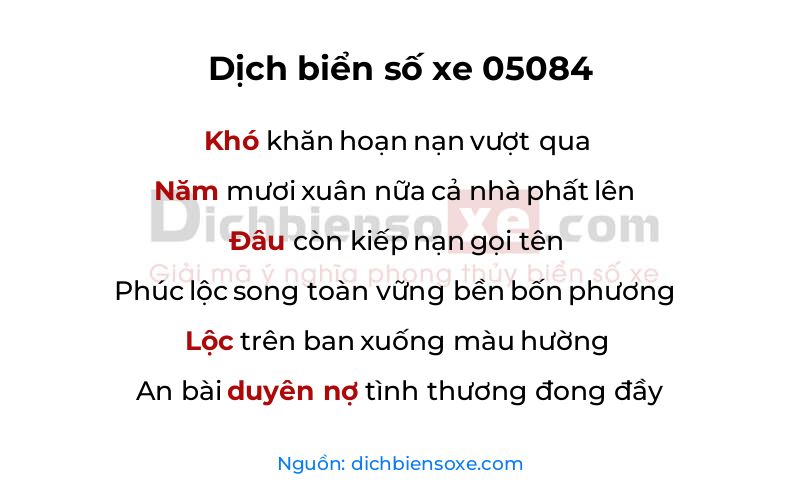 Dịch thơ biển số 05084