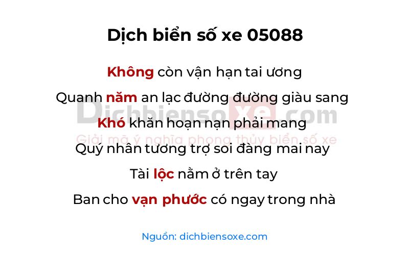 Dịch thơ biển số 05088