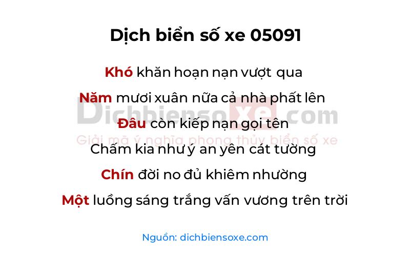 Dịch thơ biển số 05091