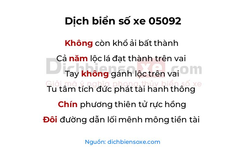 Dịch thơ biển số 05092