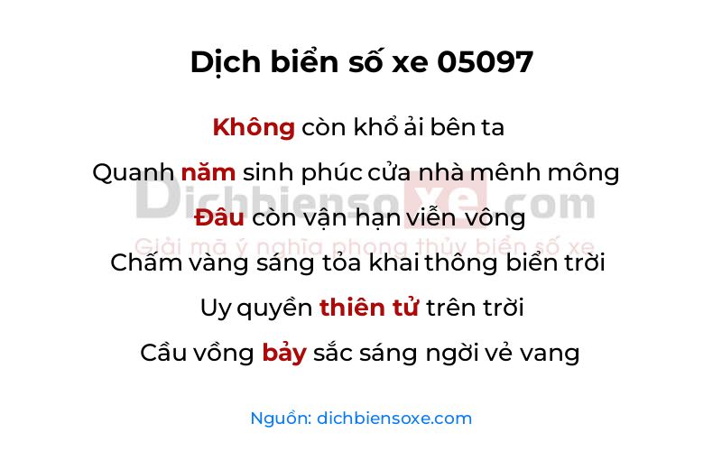 Dịch thơ biển số 05097