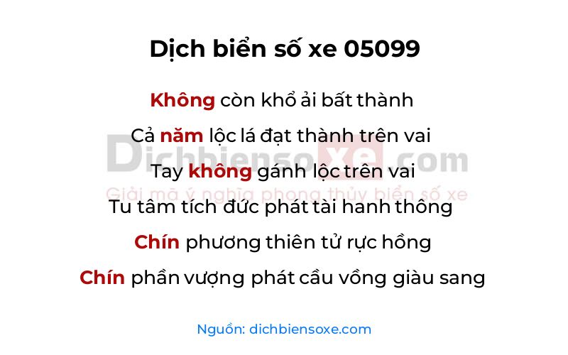 Dịch thơ biển số 05099