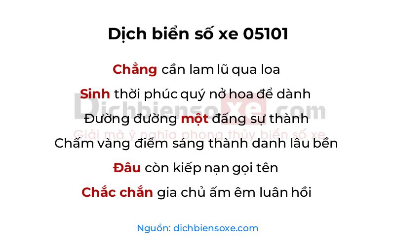 Dịch thơ biển số 05101
