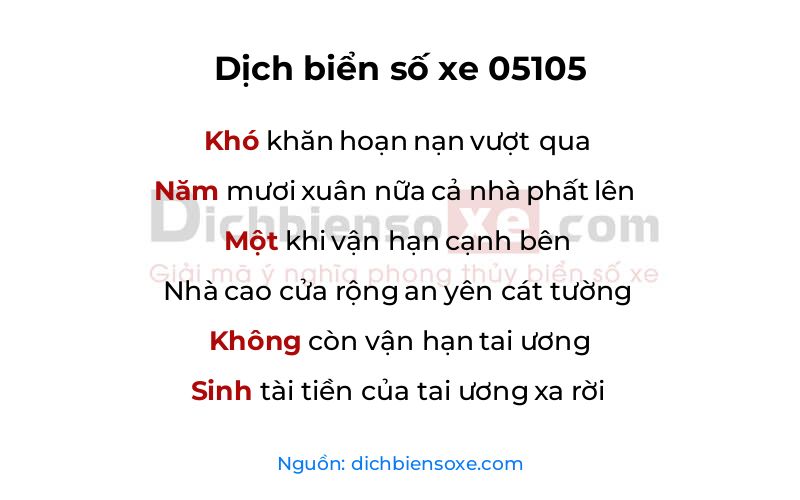 Dịch thơ biển số 05105