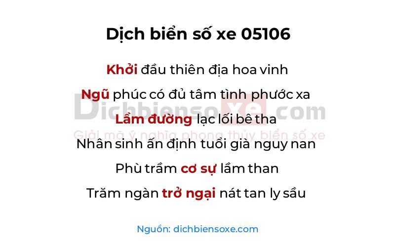 Dịch thơ biển số 05106