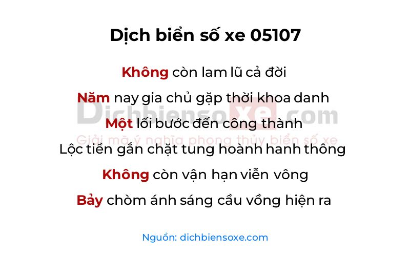 Dịch thơ biển số 05107