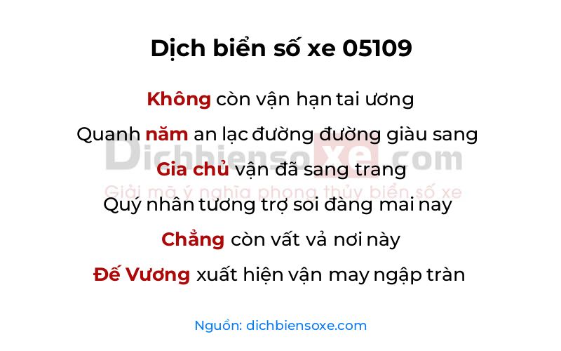 Dịch thơ biển số 05109