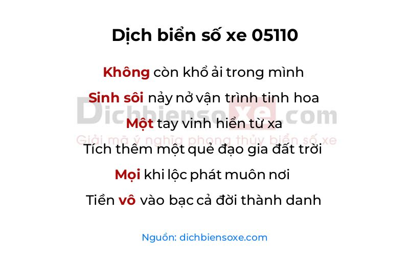 Dịch thơ biển số 05110