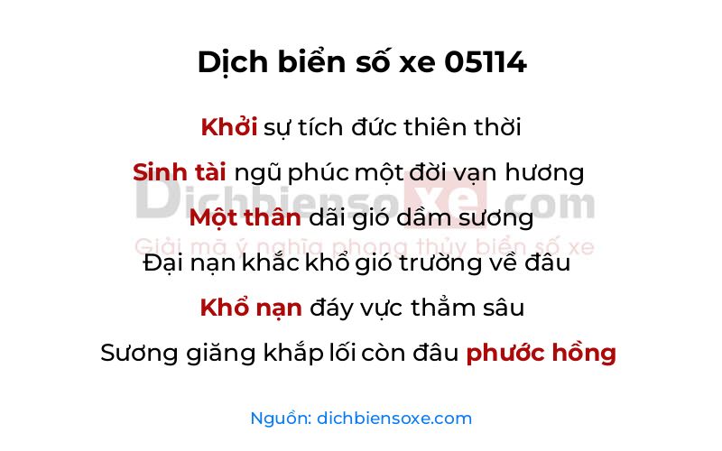 Dịch thơ biển số 05114