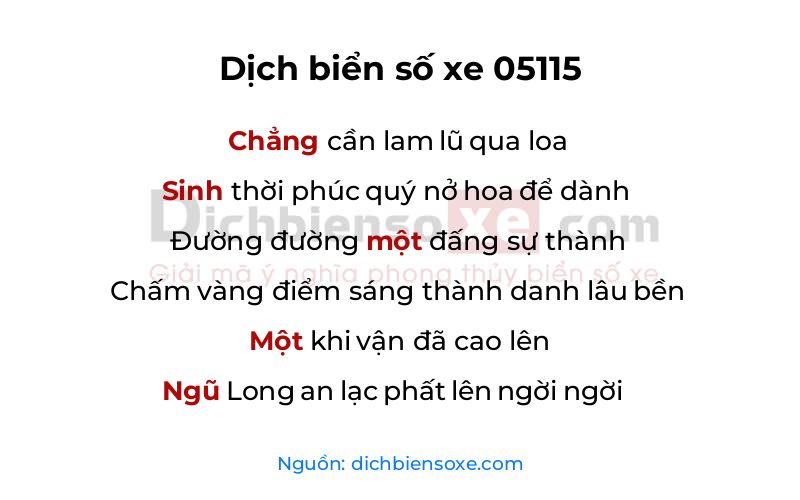Dịch thơ biển số 05115